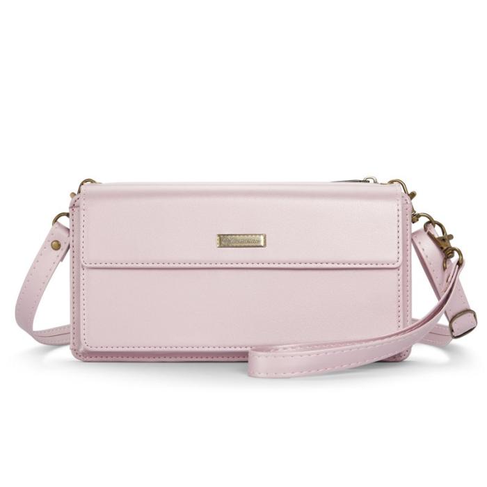 Caseme - CASEME Me20 Crossbody Phone Bag PU Läder Rosa för 4-7.6