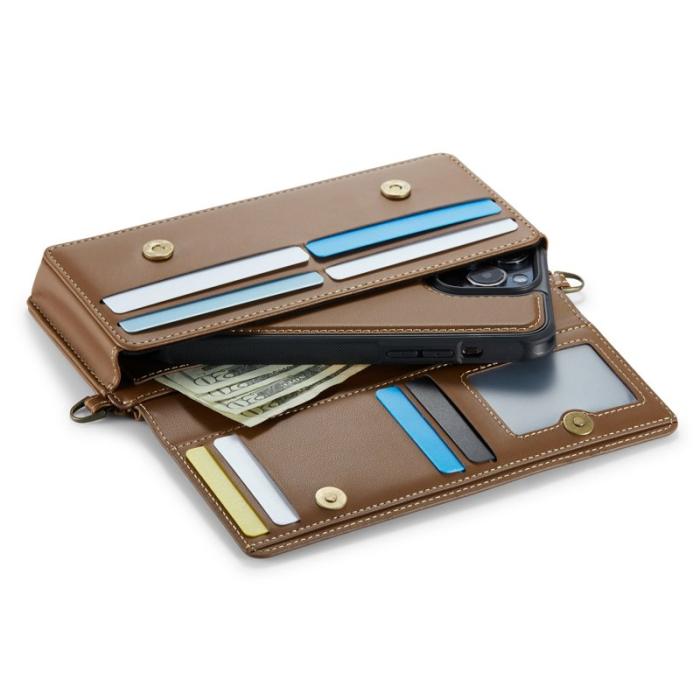 Caseme - CASEME Me30 Läderväska för Mobil 4.0-6.7 tum RFID Brun