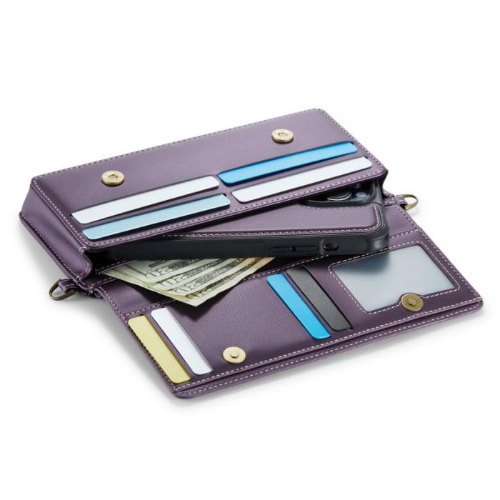 Caseme - CASEME Me30 Läderväska för Mobil 4.0-6.7 tum RFID Lila