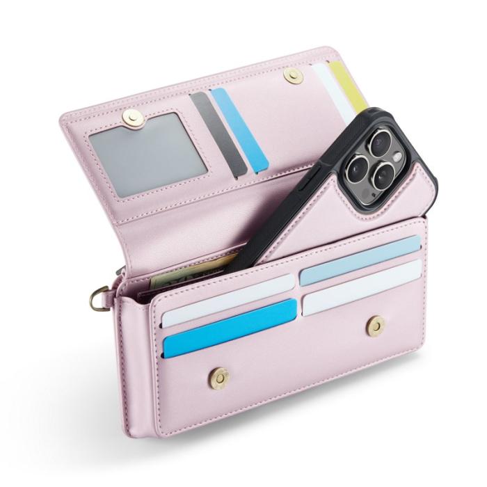 Caseme - CASEME Me30 Telefonväska Läder RFID Skydd Crossbody Rosa