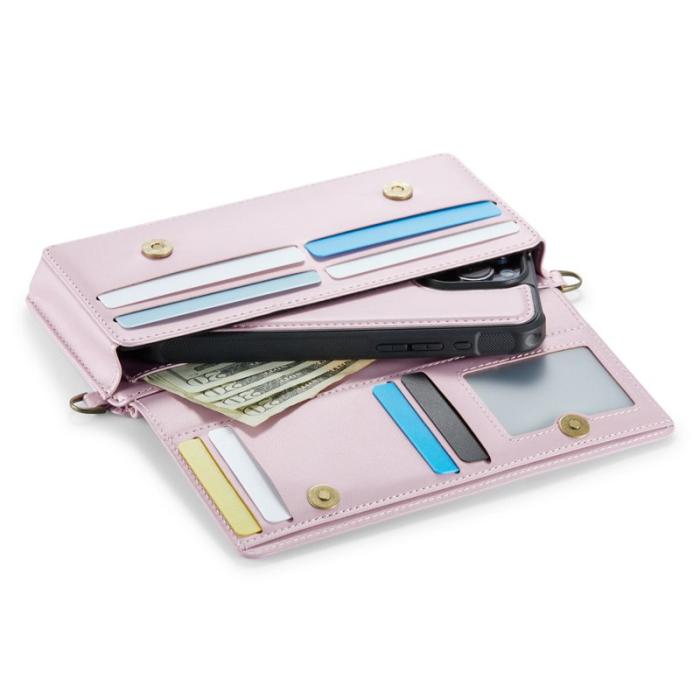 Caseme - CASEME Me30 Telefonväska Läder RFID Skydd Crossbody Rosa