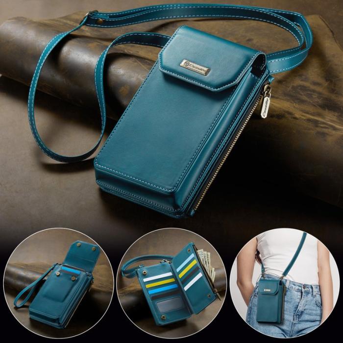 Caseme - CASEME Me40 Vertikal Telefonväska PU Läder RFID Grön