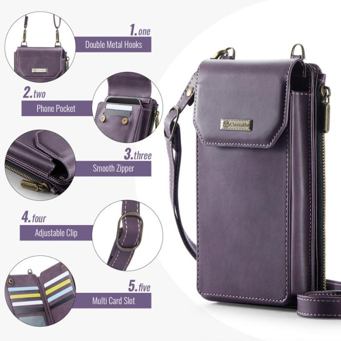 Caseme - CASEME Me40 Vertikal Telefonväska PU Läder RFID Lila