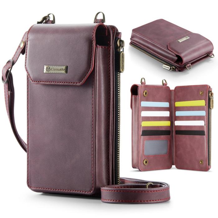 Caseme - CASEME Me40 Vertikal Telefonväska PU Läder RFID Röd