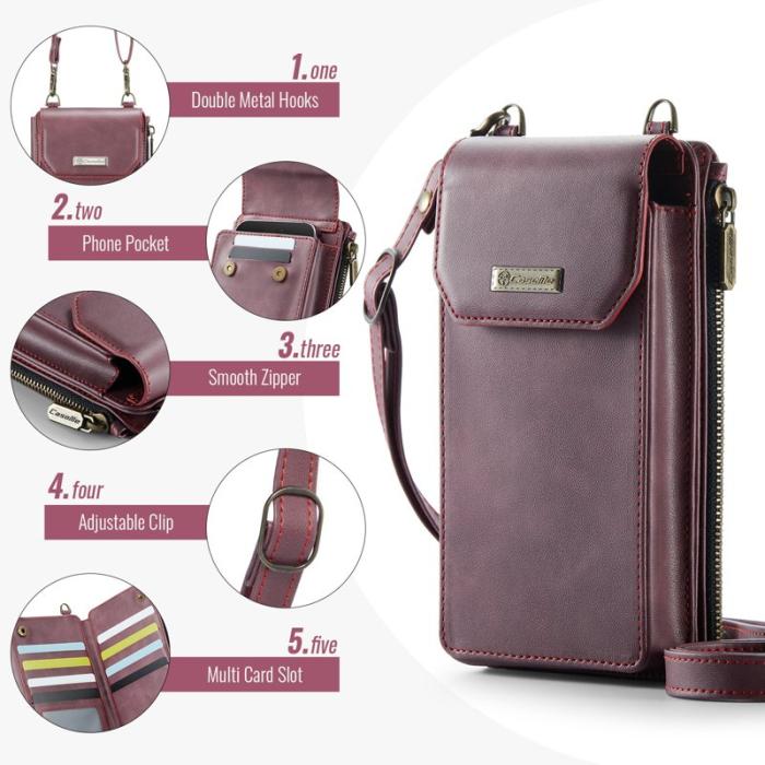 Caseme - CASEME Me40 Vertikal Telefonväska PU Läder RFID Röd