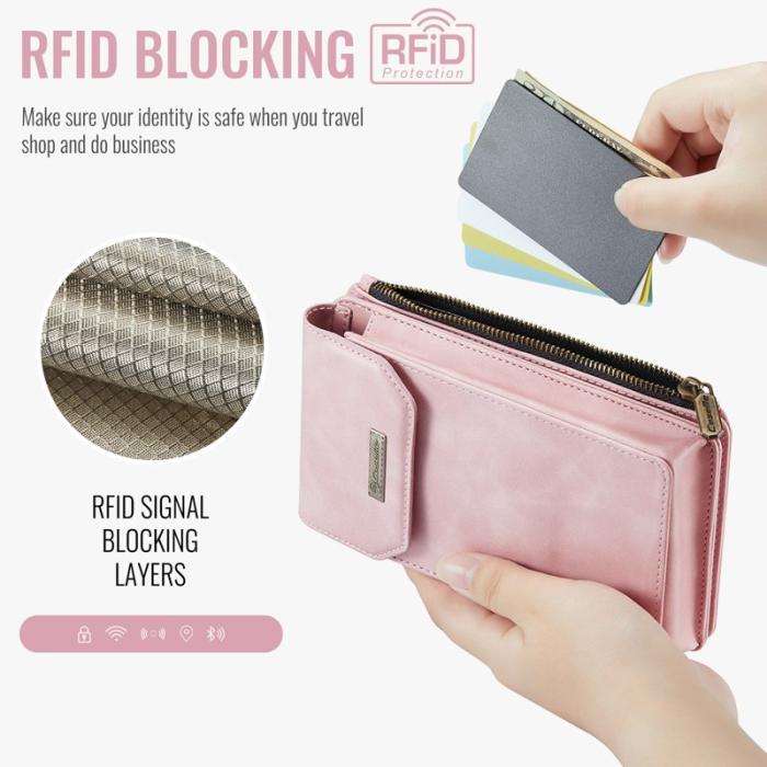 Caseme - CASEME Me40 Vertikal Telefonväska PU Läder RFID Skydd - Rosa