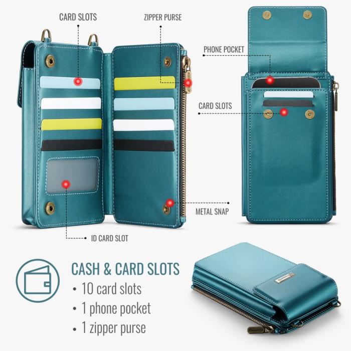 Caseme - CASEME ME50 PU Läder Crossbody Telefonväska RFID Blå