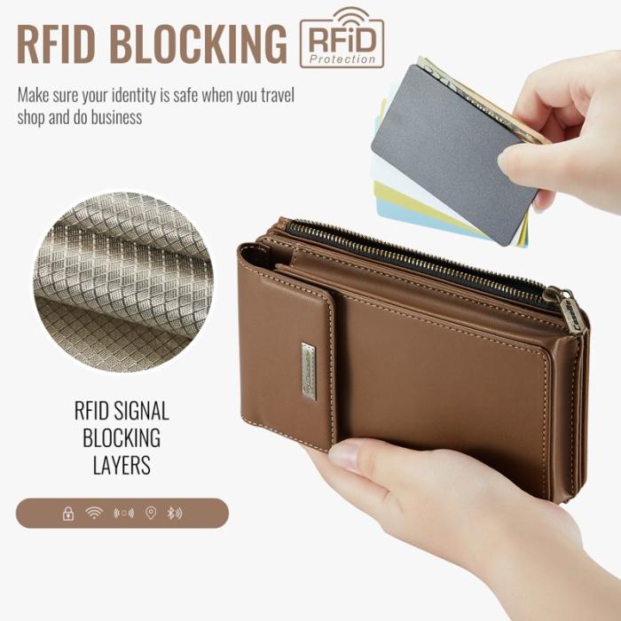 Caseme - CASEME ME50 PU Läder Crossbody Telefonväska RFID Brun