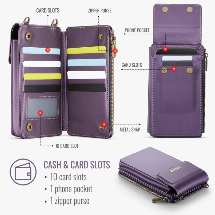 Caseme - CASEME ME50 PU Läder Crossbody Telefonväska RFID Lila