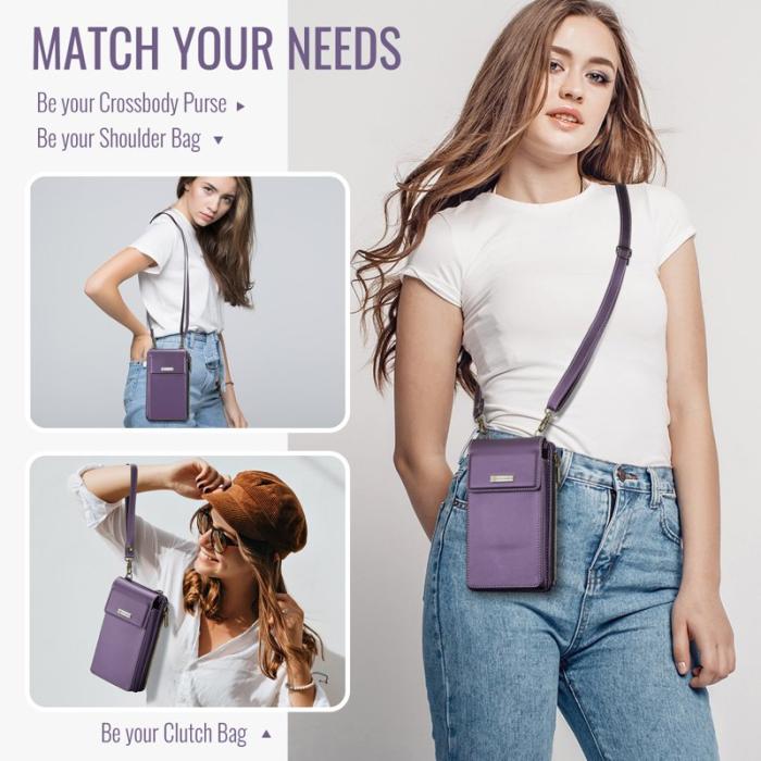 Caseme - CASEME ME50 PU Läder Crossbody Telefonväska RFID Lila