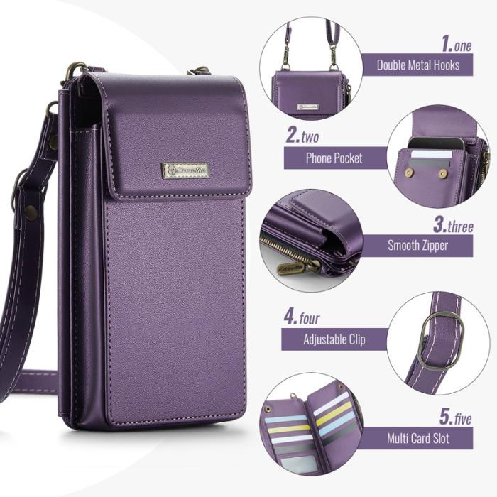 Caseme - CASEME ME50 PU Läder Crossbody Telefonväska RFID Lila