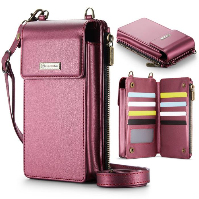 Caseme - CASEME ME50 PU Läder Crossbody Telefonväska RFID Röd