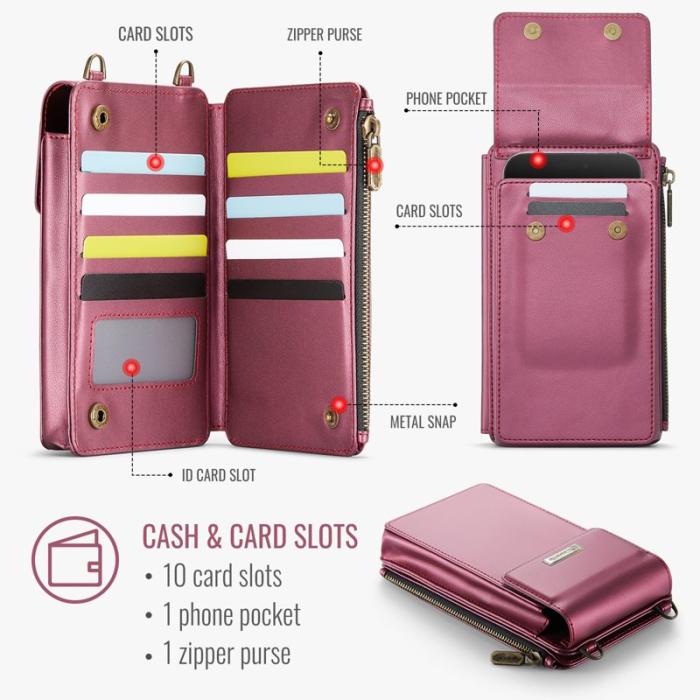 Caseme - CASEME ME50 PU Läder Crossbody Telefonväska RFID Röd