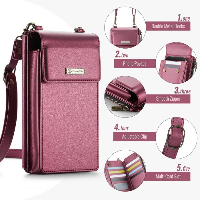 Caseme - CASEME ME50 PU Läder Crossbody Telefonväska RFID Röd