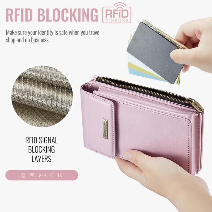 Caseme - CASEME ME50 PU Läder Crossbody Telefonväska RFID - Rosa