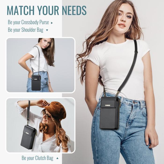 Caseme - CASEME ME50 PU Läder Crossbody Telefonväska RFID Svart