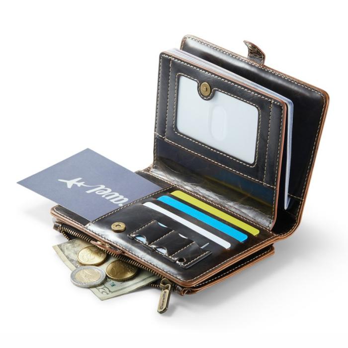 Caseme - CASEME Me60 Passerkort Plånbok RFID Skydd 11 Kort Brun