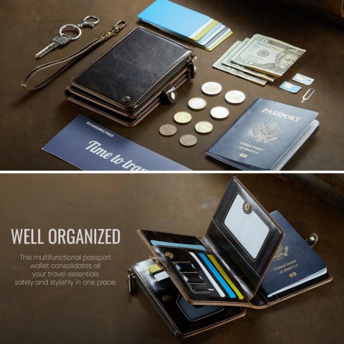 Caseme - CASEME Me60 Passerkort Plånbok RFID Skydd 11 Kort Brun