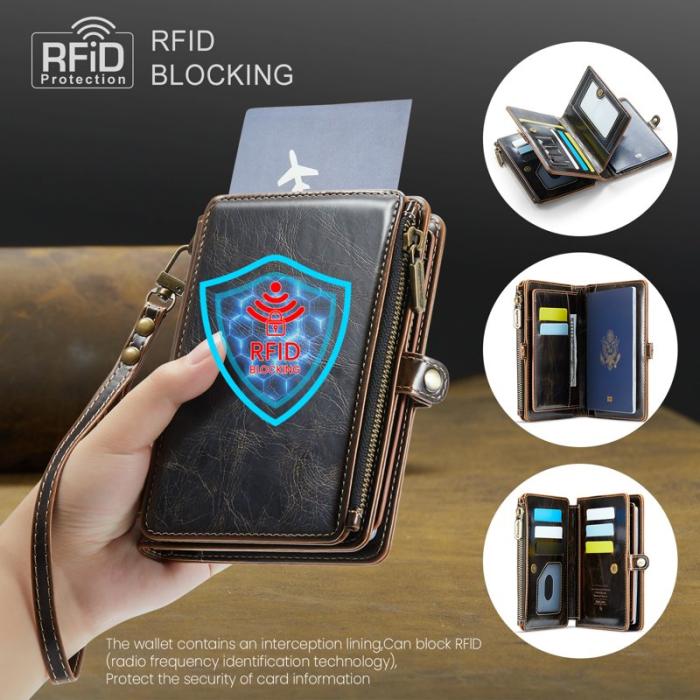 Caseme - CASEME Me60 Passerkort Plånbok RFID Skydd 11 Kort Brun