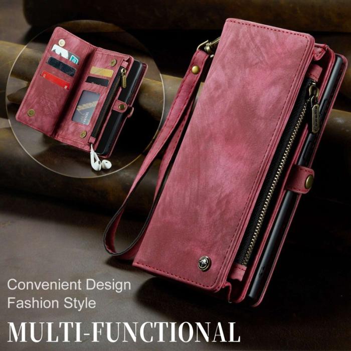 Caseme - CASEME Multi-function Wallet Skal för Samsung Galaxy S21 FE - Röd