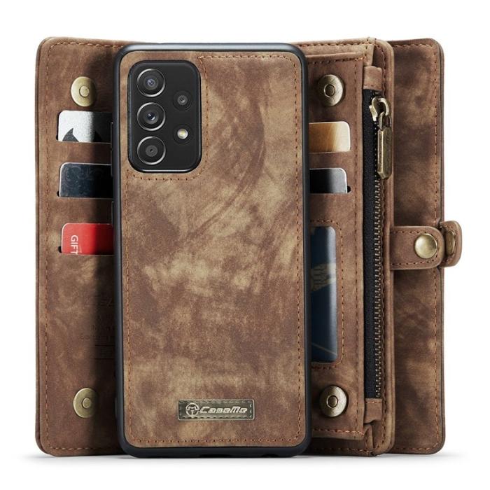 Caseme - CASEME Multi-function Wallet TPU + PU Läder Skal för Samsung Galaxy A52 - Brun