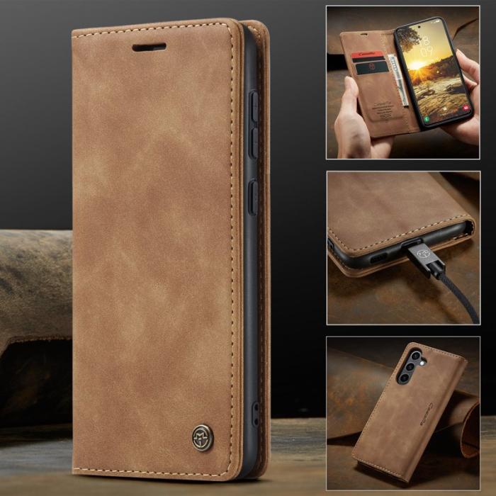 Caseme - CaseMe Samsung Galaxy S24 FE Skal Läder med Kortfack Brun