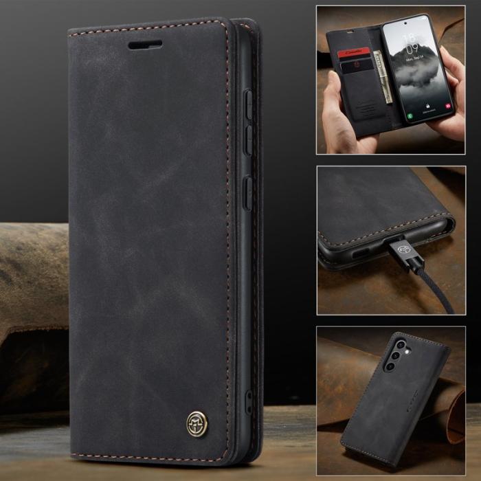 Caseme - CaseMe Samsung Galaxy S24 FE Skal Läder med Kortfack Svart