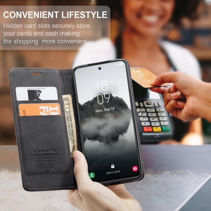 Caseme - CaseMe Samsung Galaxy S24 FE Skal Läder med Kortfack Svart