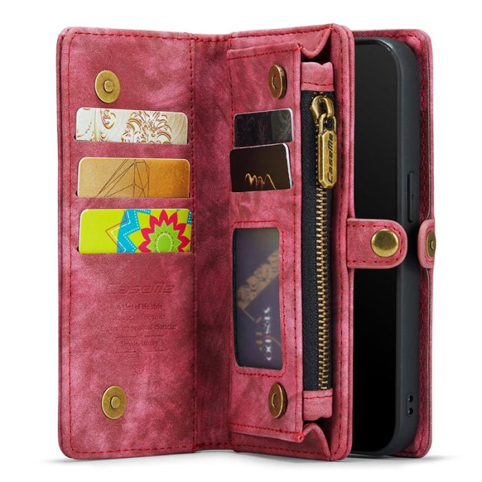 Caseme - CASEME Vintage PU Läder 2-i-1 Plånboksfodral iPhone Xs Max Röd