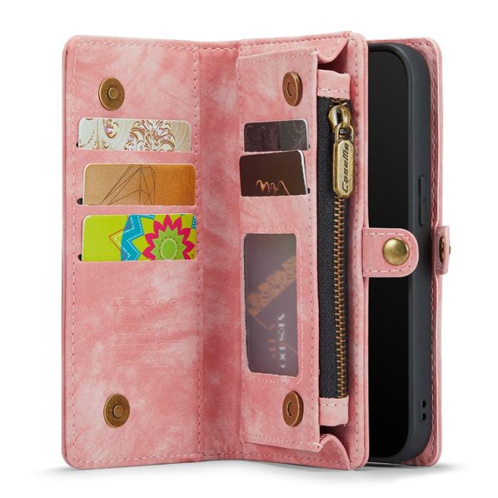 Caseme - CASEME Vintage PU Läder 2-i-1 Plånboksfodral iPhone Xs Max - Rosa