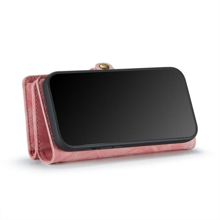 Caseme - CASEME Vintage PU Läder 2-i-1 Plånboksfodral iPhone Xs Max - Rosa