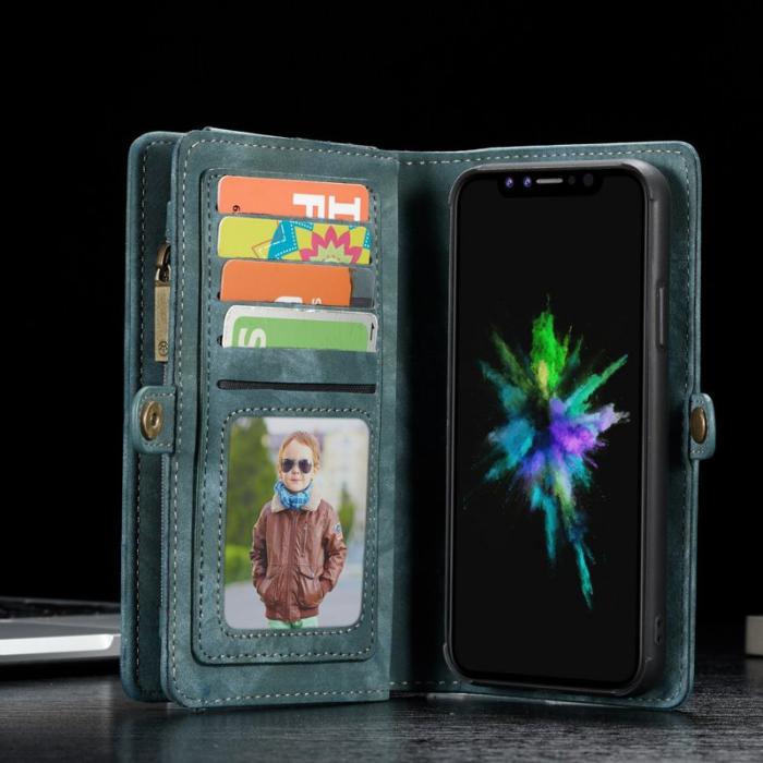Caseme - CASEME Vintage PU Läder Fodral 2-i-1 för iPhone Xs - Blå