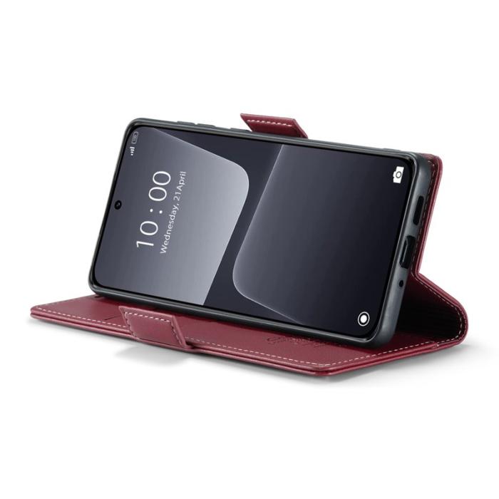 Caseme - CASEME Xiaomi 13 Läderfodral RFID Blockering Röd