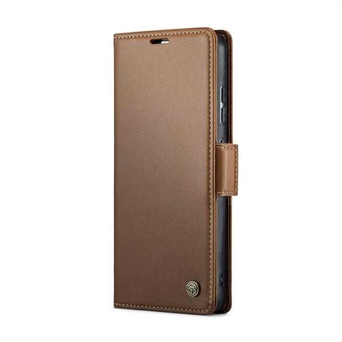 Caseme - CASEME Xiaomi 14T Läderfodral RFID Skydd 3 Kortfack - Brun