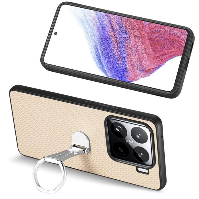 CASENEO - CASENEO C1-19 Xiaomi 15 Skal Fällbart Ställ Läder Aprikos