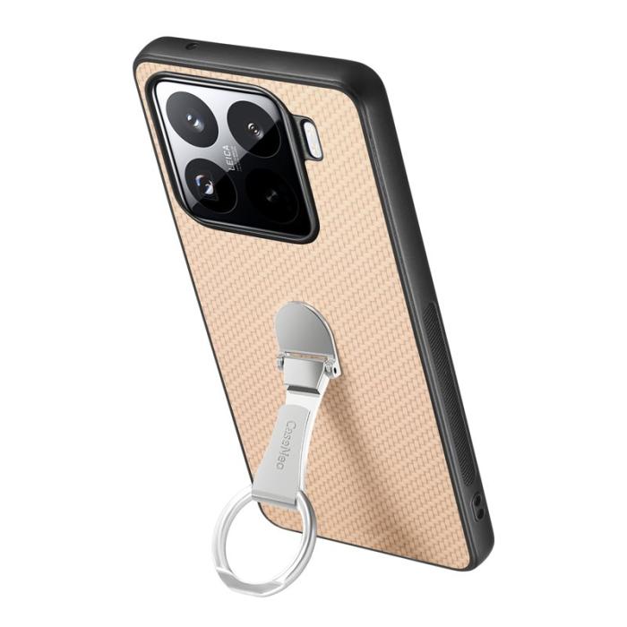 CASENEO - CASENEO C1-19 Xiaomi 15 Skal Fällbart Ställ Läder Aprikos