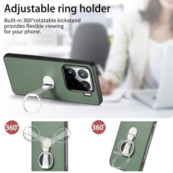 CASENEO - CASENEO C1-19 Xiaomi 15 Skal Fällbart Ställ Läder Kolfiber Svart