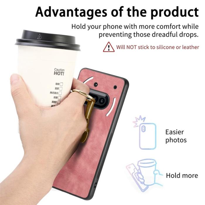 CASENEO - CASENEO D22 Fodral för Nothing Phone (3a) - Äkta läder - Rosa