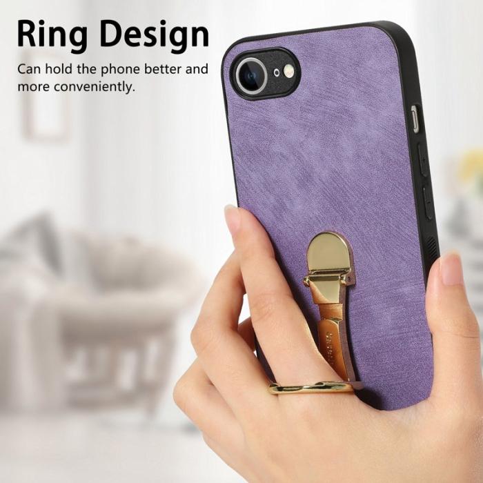 CASENEO - CASENEO D22 iPhone 16e Fodral Fällbart Kickstand Äkta Läder - Lila