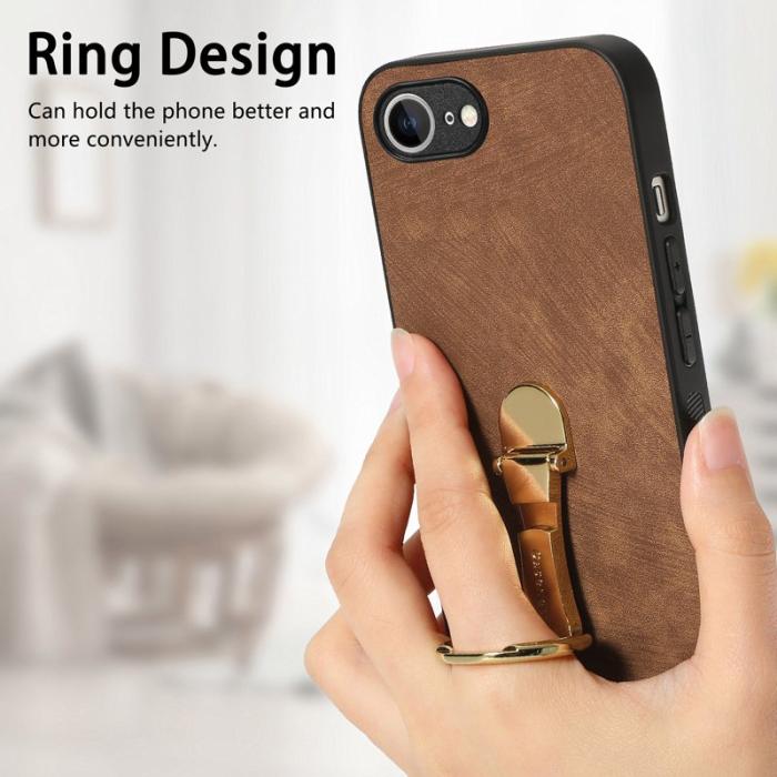 CASENEO - CASENEO D22 iPhone 16e Fodral Fällbart Ställ Retro Läder - Brun