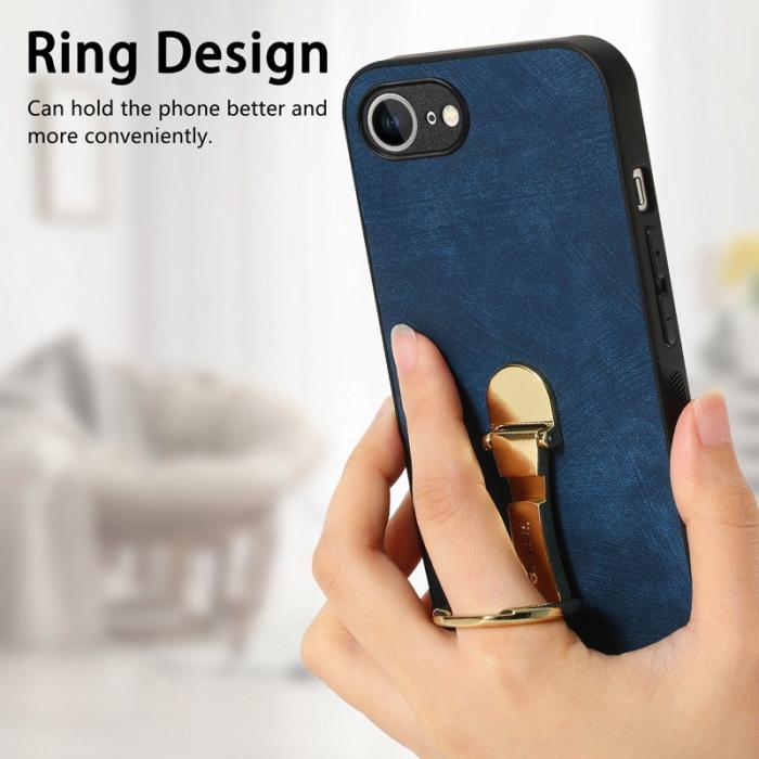 CASENEO - CASENEO D22 iPhone 16e Fodral Fällbart Kickstand Retro Läder - Blå