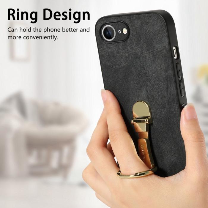 CASENEO - CASENEO D22 iPhone 16e Fodral Fällbart Kickstand Äkta Läder - Svart