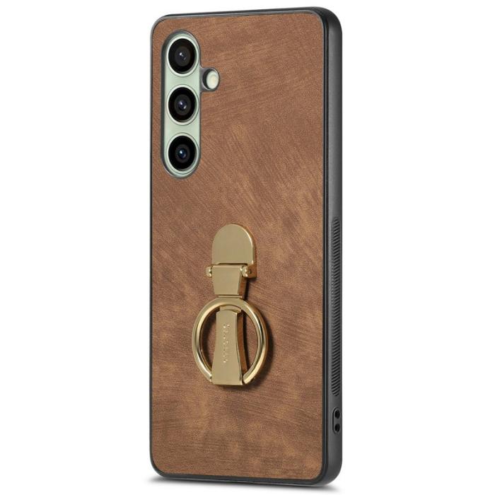 CASENEO - CASENEO D22 Samsung Galaxy S24 FE Skal Fällbart Ställ Retro Läder Brun