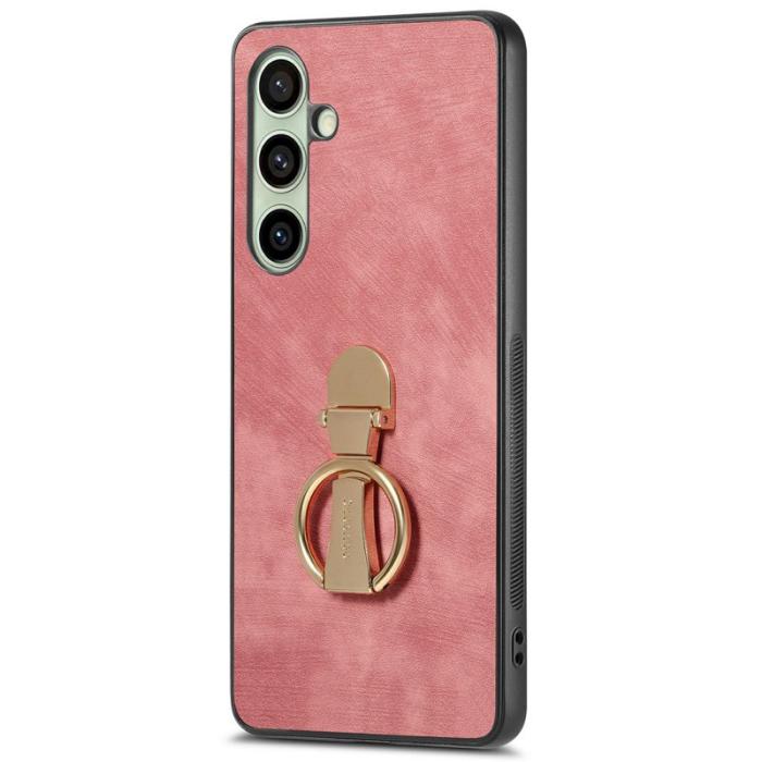 CASENEO - CASENEO D22 Samsung Galaxy S24 FE Skal Fällbart Ställ Retro Läder Rosa