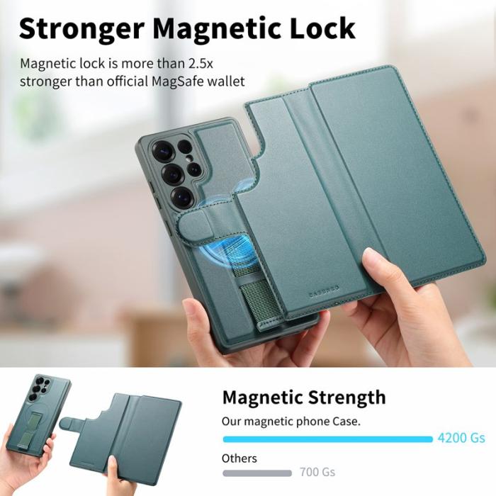 CASENEO - CASENEO Samsung Galaxy S25 Ultra Fodral Äkta läder - Grön