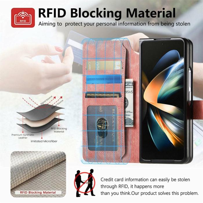 CASENEO - CASENEO Samsung Galaxy Z Fold3 5G Fodral Äkta läder - Rosa