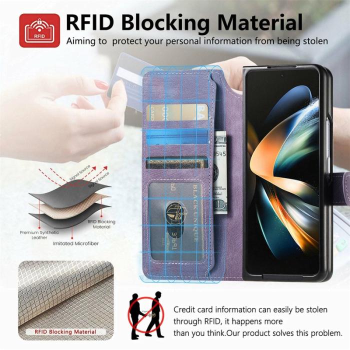 CASENEO - CASENEO Samsung Galaxy Z Fold4 5G Fodral Äkta läder - Lila