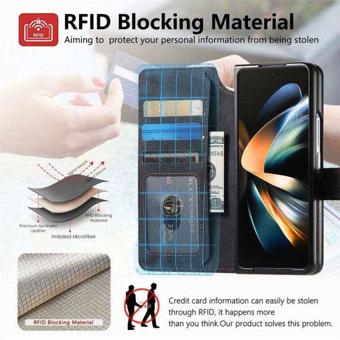 CASENEO - CASENEO Samsung Galaxy Z Fold4 5G Fodral Äkta läder - Svart