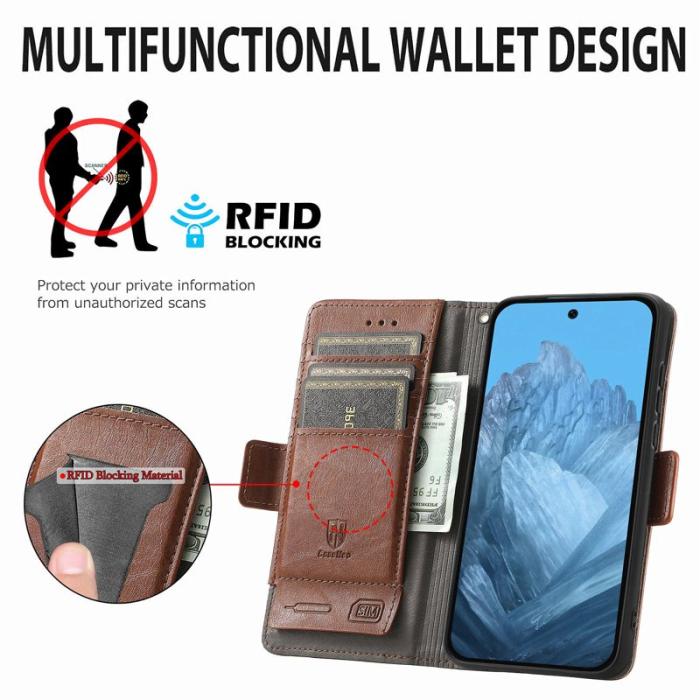 CASENEO - CASENEO Google Pixel 10 Pro XL Fodral PU Läder med Ställ Dark Brown