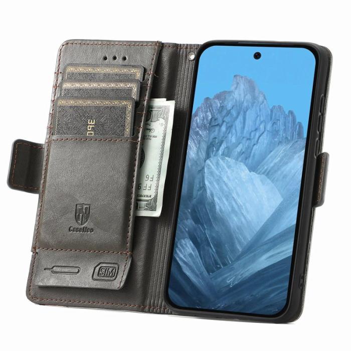 CASENEO - CASENEO Google Pixel 10 Pro XL Fodral PU Läder Ställ Green